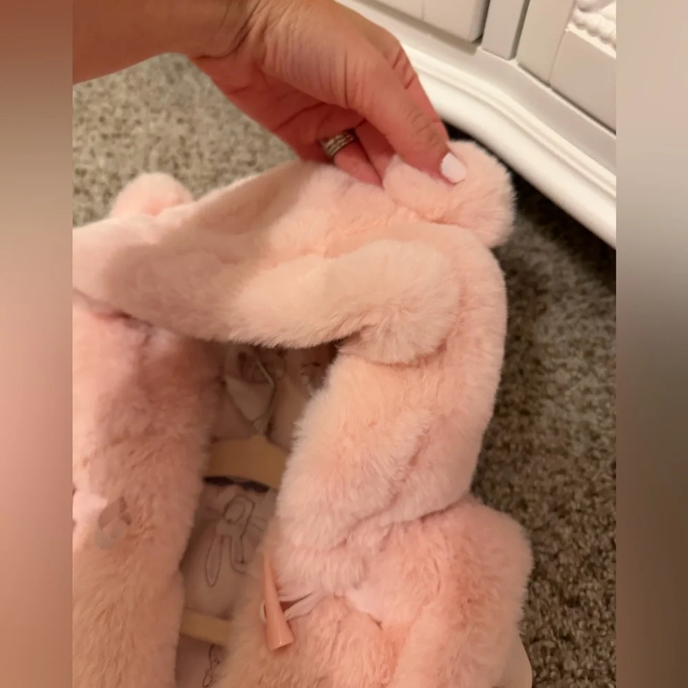 3-6 pink faux fur vest with bear ears